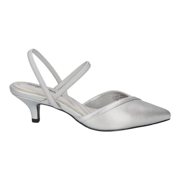 Easy Street Women's Unna Slingback Kitten Heel Pumps Silver Size 8 1/2 - Picture 2 of 5